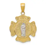 14k Two-tone Gold Saint Florian Medal Pendant