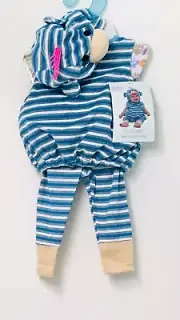 “New” BOO Babies Partly/Dress-Up Costumes Blue Sock Monkey 0 - 9 Months 3 Pieces