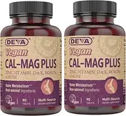 Deva Vegan Vitamins Calcium, Magnesium Plus 90 Tablets (Pack of 2)