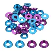 M3 Cone Cup Countersunk Washers, Aluminum for Screw RC,40PCS(Purple/Sky Blue)
