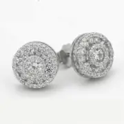 Men's Sterling Silver 925.Cubic Zirconia 12mm Round,Studs*Earring*Unisex*Box