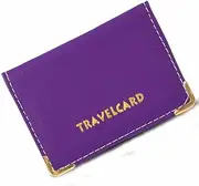 [FATASH] Travel Card Holder, PU Leather Oyster Card Cover, Bus Pass, Rail Ticket, Photo ID Wallet with 4 Pockets, Compact & Slim Unisex RFID Blocking Credit Card Case for Men, Women & Kids, Purple, One