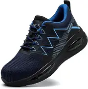 [SDEQA] Safety Trainers Mens with Steel Toe Cap Comfortable Fashion Cushioning Work Shoes Breathable Industrial Sneakers Lightweight