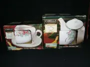CORELLE Coordinates Stoneware TEA POT + GRAVY BOAT AND UNDERPLATE SET Holiday !