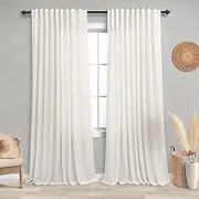 [KOUFALL] Extra Wide Curtains 70 Inches Wide for Living Room 72 in Width Window,Sheer Linen Large Curtains 72 x 96 Inches Long,72x96,6x8 FT,Cream Ivory Off White