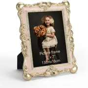 5X7 Picture Frame with Gold Textured, 5 by 7 Ornate Vintage Frame for Wall or Ta