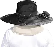 [Generic] Solar Fan Hat, Fishing Hat with Solar Fan for Men Women, UV-Blocking Fishing Sunhat for Traveling Farming Hiking Black