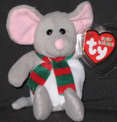 TY BABY BEANIES - TINSEL the MOUSE - MINT with MINT TAGS