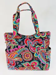 VERA BRADLEY Pleated Tote Zip Bag in Parisian Paisley *NWT
