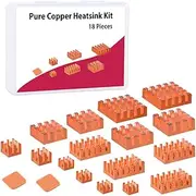 GeeekPi 18PCS Pure Copper Heatsinks for Raspberry Pi 5/ Pi 4B, CPU Cooler with Thermal Conductive Adhesive Tape