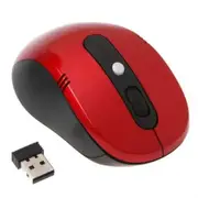2.4GHz Ultra-Slim Mini USB Wireless Optical Mouse Silver For PC Laptop Red