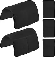 5 Pcs Sofa Armrest Cover Recliner Headrest Protector Nonslip Armchair Covers Sofa Slipcover with Side Pocket Abrasion Furniture Protector Fit Most Recliners Lounge Chairs and Sofa Armrests (Dark Gray)