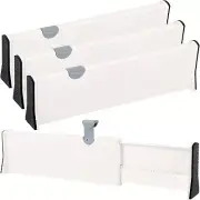 4 Pack Drawer Dividers Plastic 4" High, 11-17" Adjustable Drawer Organizers