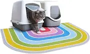Unicorn Catcher Cat Litter Mat Quality Litter Box Mat Large Non-Slip Cat Litter Mat Litter Trapping Mat Soft Kitty Litter Mat Compatible Two Litter Boxes Cat Products Easy to Clean,Rainbow,L