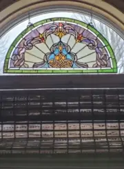 24" Tiffany Style Stained Glass Semi Circle demilune Window Panel Suncatcher