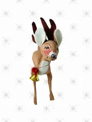 1986 Annalee Poseable Reindeer with Bell Deer Christmas Doll 9" Mobilitee