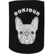 Alcohol Animal Stubby Holder - Bonjour Pug Dog - Funny Novelty Birthday Gift Joke Beer Can Bottle