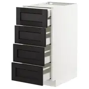METOD base cb 4 frnts/2 low/3 md drwrs, white Maximera/Lerhyttan black stained, 40x60x80 cm