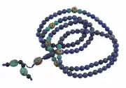 Necklace Lapis Lazuli Mala Tibetan Beads Ø 8.5mm-Corail Turquoise 26742 - Mu