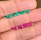 Natural Emerald 04 Pieces And Ruby Oval Cut 6x4 mm Lot 05 pieces Loose Gemstones