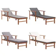 Sun Lounger Sun Bed Daybed Chaise Lounge Poly Rattan and Solid Acacia vidaXL