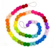Colorful Wool Felt Ball Banner Garland, Handmade Rainbow Felt Ball Garland