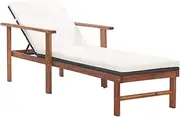 Sun Lounger, Outdoor Sun Lounge Patio Chaise Lounge Reclining Chair Recliner Chair Sun Lounger with Cushion Poly Rattan and Solid Acacia Wood Black