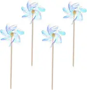 ibasenice 4Pcs Reflective Wind Spinners for Garden Decor Lawn Windmill Pinwheels Durable and Material Eye Catching Outdoor Decoration for Yards and Memorials