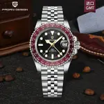 [現貨]PAGANI-GMT手錶男全自動機械錶鏤空底進口機芯精鋼日曆防水腕錶男