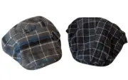 2 QuikSilver Wool Blend Black Gray Blue Plaid Driver Hats Size S/M Small Medium