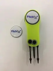 Pitchfix Fusion 2.5 Divot Tool with 2 markers, Neon Yellow