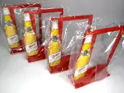 Genuine New Set of 4 Miller Beer Table Menu Stand Card Holder w/3D Effect Bottle