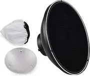 30cm/11.8in Standard Reflector Beauty Dish Bowens Mount with White Diffuser Reflector Honeycomb Grid for Studio Portrait Photography Strobe Flash Light