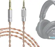 Geekria Apollo Silver-Plated Upgrade 4.4mm to 3.5mm Audio Cable Compatible with Sony MDR-M1 MDR-MV1 MDR-M1ST Headphones Replacement Cord with Threaded Knob Locking Device (4.9ft / 1.5m)