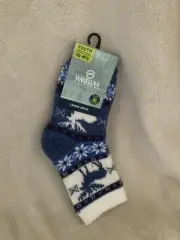 Magellan Lodge Socks Navy Blue & White Moose Pattern - Youth Size 10 - 4.5 - New