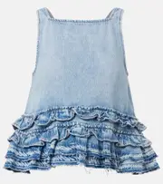 [Ganni] Ganni Ruffled denim top AU 12 blue