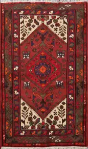 Geometric Traditional Hand-knotted Tribal Hamedan Area Rug 3'x5' Wool Carpet