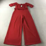 NEW Boohoo Womens Jumpsuit Size 16 Red Belted One-Piece Romper