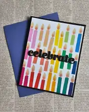 Celebrate - Handmade Rainbow Candles Birthday Card, by BPW