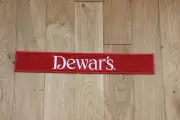 New Rare Red Dewars RUBBER RAIL RUNNER DRINK MAT Man Cave Home Bar Accessory