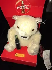 COCA COLA WHITE BEAR COKE STEIFF BUTTON IN EAR IN BOX WITH TAGS MINT COND WOW @@