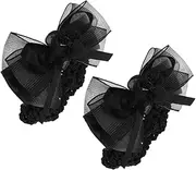 VALICLUD 2pcs Ribbon Hair Barrette Snood Net with Bowknot Design Decorative Hair Clip for Women for Bank Staff and Stewardess Use