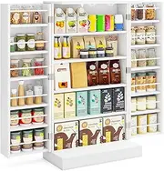 Giantex 2-Door Pantry Cabinet w/ 6 Adjustable Shelves, 17-Tier Buffet Sideboard, Kitchen Storage Cabinet, Space-Saving Cupboard for Dining Room, Living Room & Entryway, White