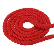 1" 49ft Natural Twisted Cotton Rope 3 Strand Thick Cotton Rope Tug Red