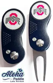 GOLF SWITCHBLADE NCAA OHIO STATE BUCKEYES Divot Repair Tool + Ballmarker Black