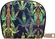 [JEJEA] A Puff in Time Weed Marijuana Print Credit Card Holder Wallet, Small Card Holder Wallet with Zipper,Leather Card Holder, White, One Size