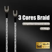 3Core Ground Wire Silver Plated Amplifier Audio Cord with Rhodium Plated Y Spade