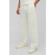 Mens White Regular Fit Knitted Jogger