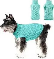 NACOCO Classic Dog Sweater Knitted Turtleneck Dog Sweater Warm Winter Clothes for Small Dogs Puppy Cat (Medium, Blue)