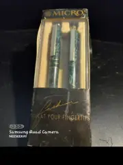 Vintage Micro gift set fine point roller ball pen .5 pencil Green marble look